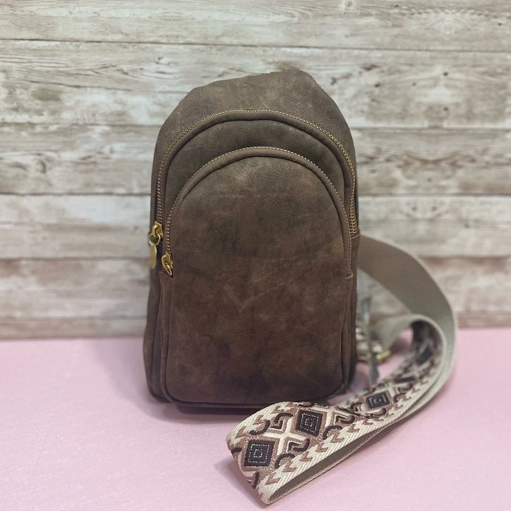 Style & Co. Brown Crossbody‎ Bag with Patterned Strap NWOT Retails $69